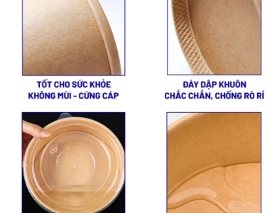 Tô Giấy Kraft 35oz (1080ml) Có Khay 2 Tầng